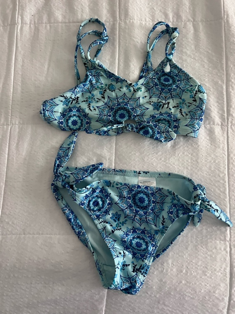 Girls' Blue Patterned Two-Piece Swim Bikini